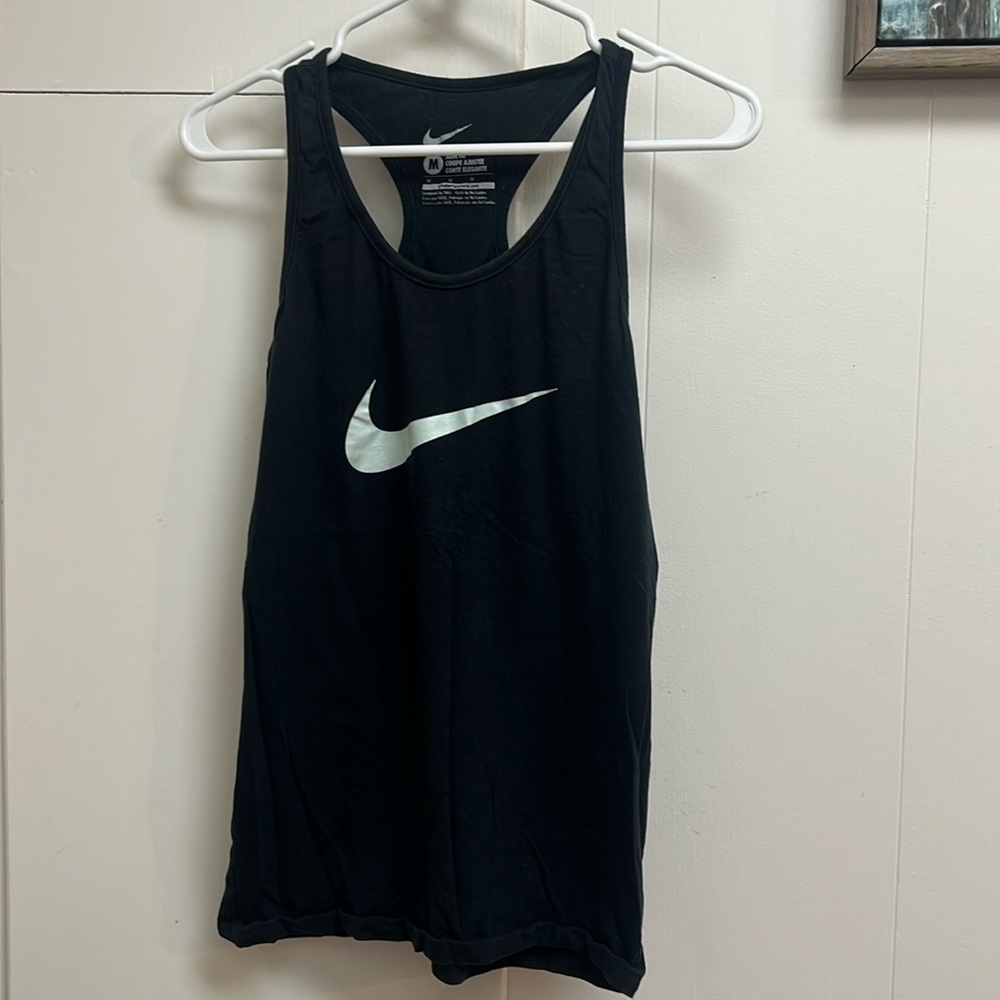 Black Nike Logo Racerback Cotton Workout Tank